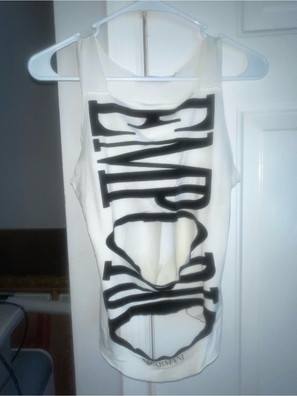 Emporio Armani White Tank with Bold Black Graphic